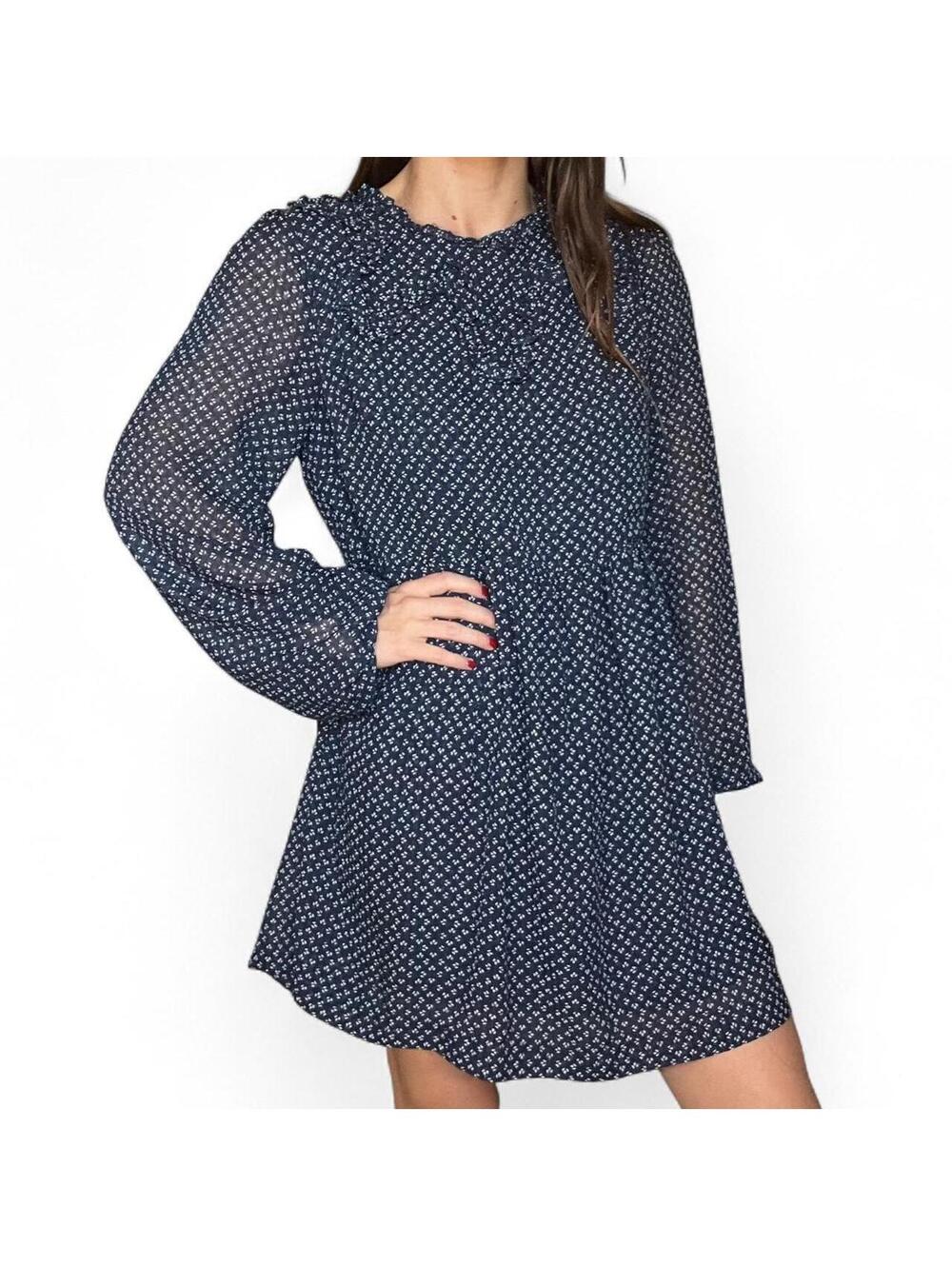 Free People Printed Long Sleeve Mini Dress Size 10
